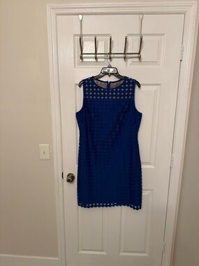Ralph Lauren Cobalt Blue Sleeveless Lace Overlay Mini Dress